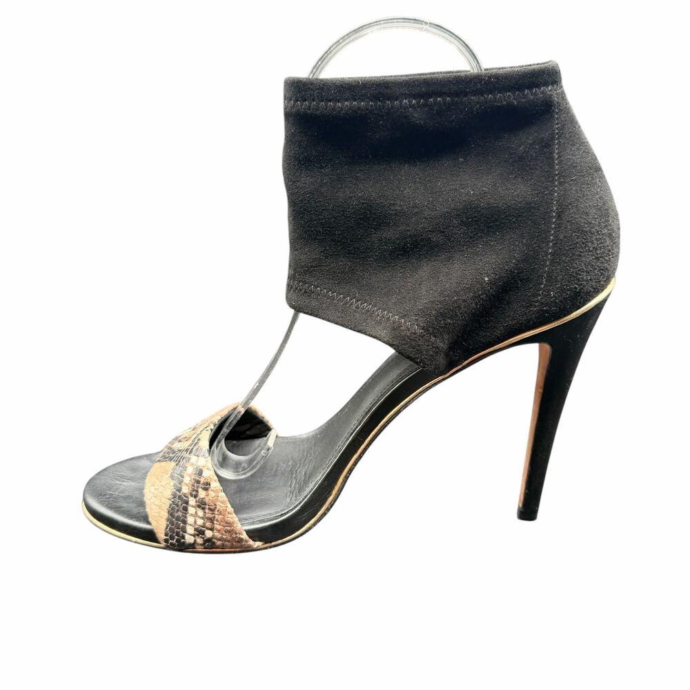 Coach Snakeskin Toe Strap Stiletto Heels Black Suede Ankle Cuff 8.5B - Picture 6 of 9